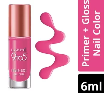 Lakme 9 to 5 Primer + Gloss Nail Color 6 ml Pink Pace