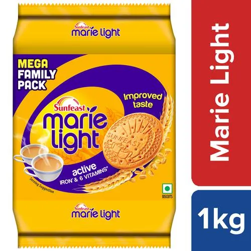 Sunfeast Marie Light Active Biscuits – With Iron 6 Vitamins Tea Time Partner 1 kg Pouch