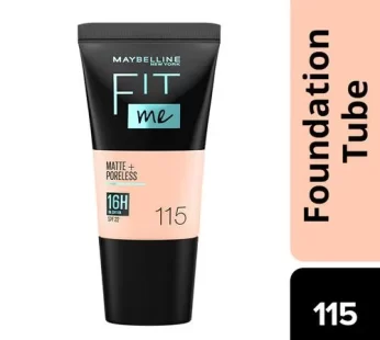 Maybelline New York Fit Me Matte+Poreless Liquid Foundation – 115 Ivory 18 ml Tube