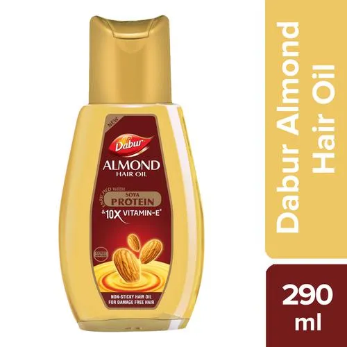 Dabur Almond Hair Oil – With Keratin Protein Soya Protein & 10X Vitamin E 290 ml