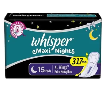 Whisper Sanitary Pads – Maxi Nights XL with Wings Extra Heavy Flow 15 Pads