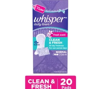 Whisper Daily Liners – Clean & Fresh 20s pack