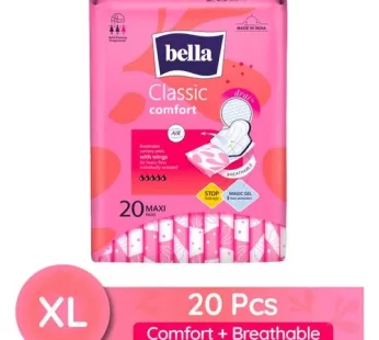 Bella Classic Comfort Maxi Drai Sanitary Napkins With Wings – Breathable Prevents Leakage 20 pcs