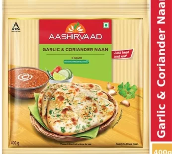 Aashirvaad Garlic & Coriander Naan – Ready To Cook No Added Preservatives Easy To Prepare Delicious Frozen 400 g (5 pcs)