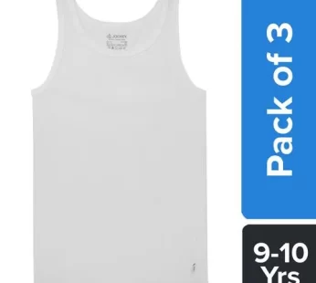 Jockey 3320 Boy’s Super Combed Cotton Round Neck Sleeveless Vest – White 3 pcs 9-10 Yrs