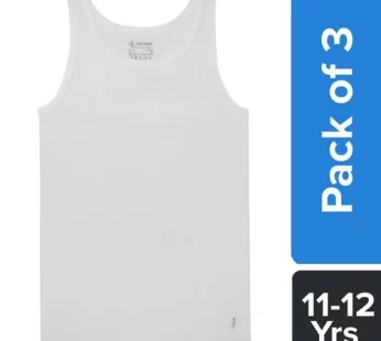 Jockey 3320 Boy’s Super Combed Cotton Round Neck Sleeveless Vest – White 3 pcs 11-12 Yrs