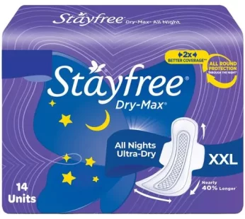 STAYFREE Dry-Max All Night XXL – Sanitary Pads For Women 14 Pc