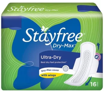 STAYFREE Sanitary Pads – Dry-Max Ultra-Dry with Wings 16 Pads