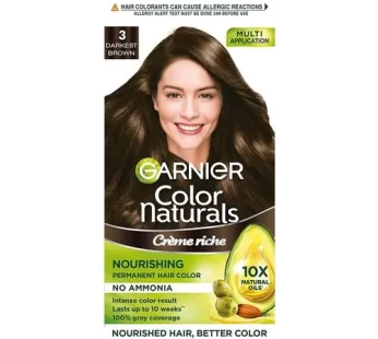 Garnier Color Naturals Crème Riche Nourishing Permanent Hair Color – No Ammonia 70 ml + 60 g Shade 3 Darkest Brown