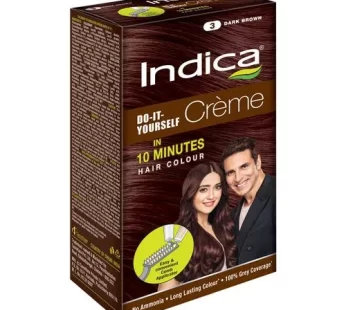 Indica DIY Creme 10 Minute Hair Colour – With Comb Applicator No Ammonia Long Lasting 80 ml Dark Brown