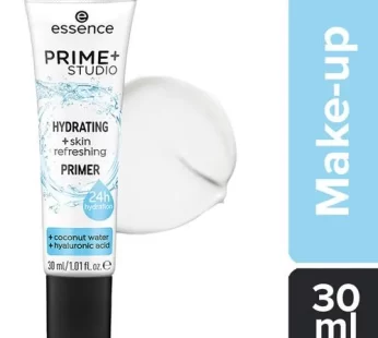 ESSENCE Prime+ Studio Hydrating + Skin Refreshing Primer – 24H Hydration, Coconut Water Hyaluronic Acid 30 ml