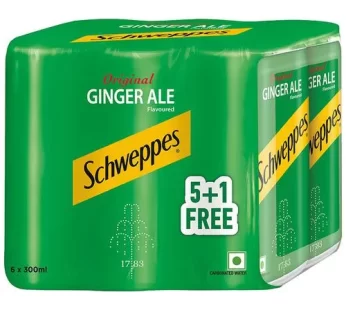 Schweppes Original Ginger Ale Flavoured Soft Drink – Refreshing Taste & Delicious Flavour 300 ml (Buy 5 Get 1 Free)