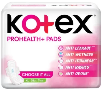 Kotex ProHealth+ Sanitary Pads – Ultra Thin No Leakage No Wetness Rash Free XL 7 pcs