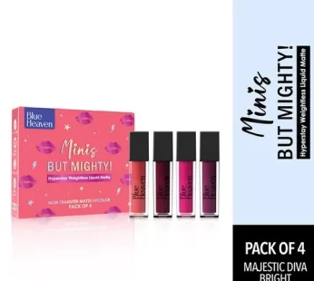 Blue Heaven Minis But Mighty Hyperstay Weightless Liquid Matte Lipstick – Long Lasting Highly Pigmented 6 ml (Pack of 4)