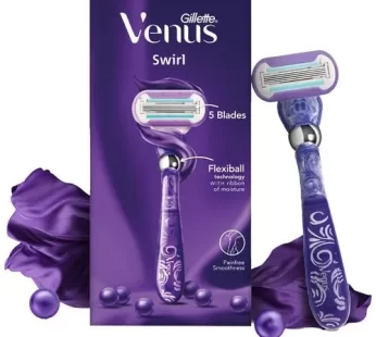 Gillette Venus Venus Swirl Razor – Long Lasting Smoothness 5 Blades In 1 Flexiball Technology With Ribbon Moisture 1 pcs