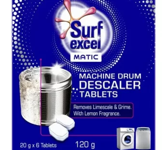 Surf Excel Matic – Machine Drum Descaler Tablets Removes Limescale & Grime Lemon Fragrance 20 g (6 Tablets)