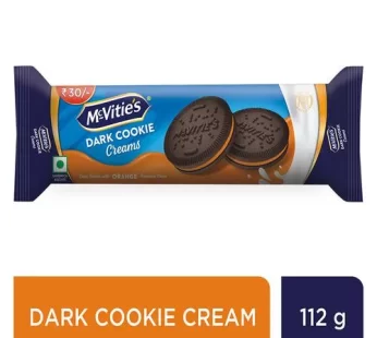 McVitie’s Dark Cookie Cream Biscuit With Goodness Of Cocoa & Orange Flavoured Cream 112 g