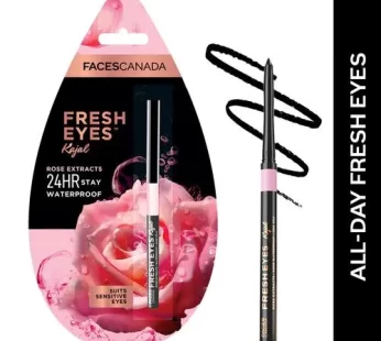 FACES CANADA Fresh Eyes Kajal – Rose Extracts Up To 24 Hrs Stay Waterproof 0.35 g Intense Black